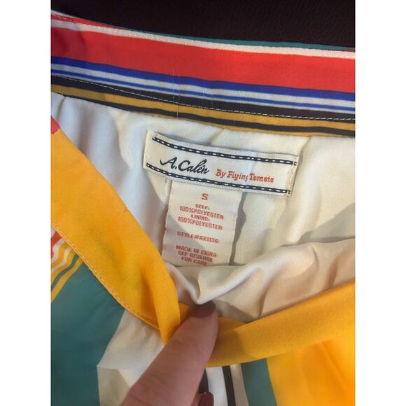 A. Calin by Flying Tomato Vertical Striped Size Small A Line Skirt Retro Vintage - Picture 3 of 6